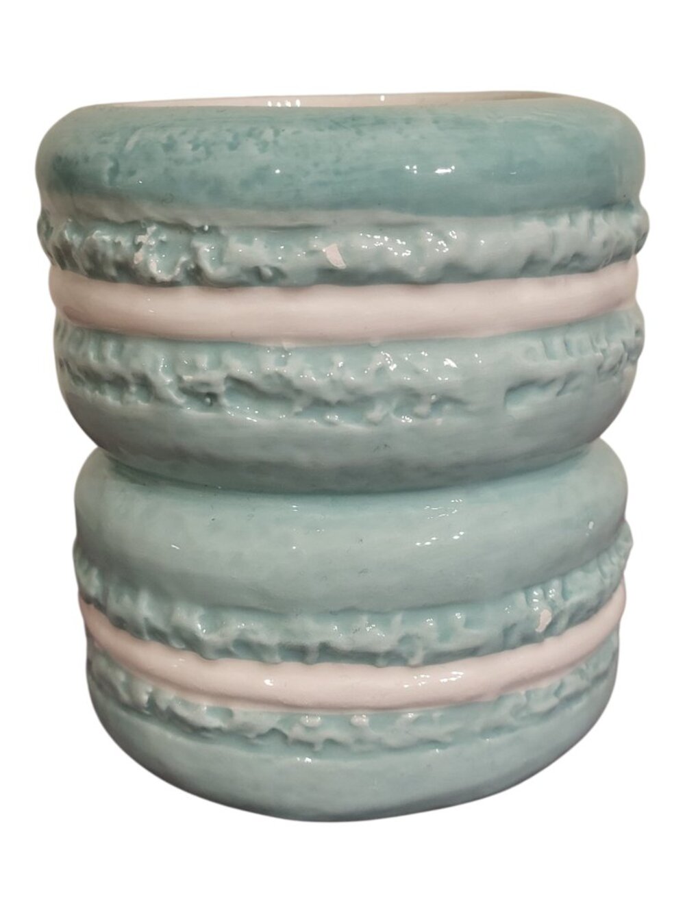 Boutique Teal Macaron Ceramic Cookie Jar / Trinket Canister – 4.5"